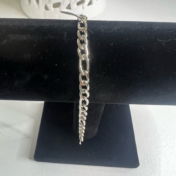 Stainless Steel Men's Silver Bracelet, Fashion Hip Hop Cuban Link 201 Steel NWT - Picture 1 of 6